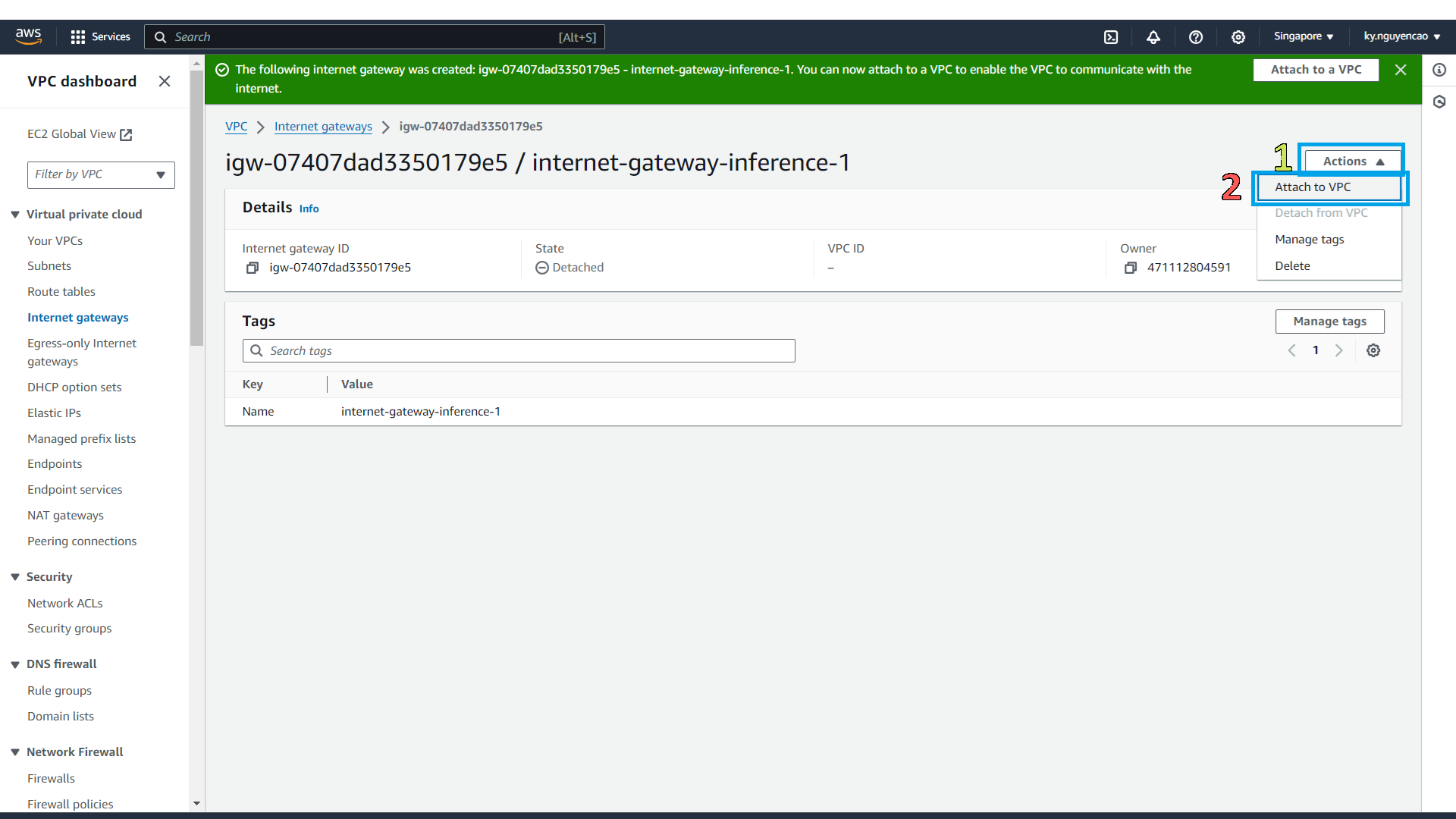 Attach Internet Gateway