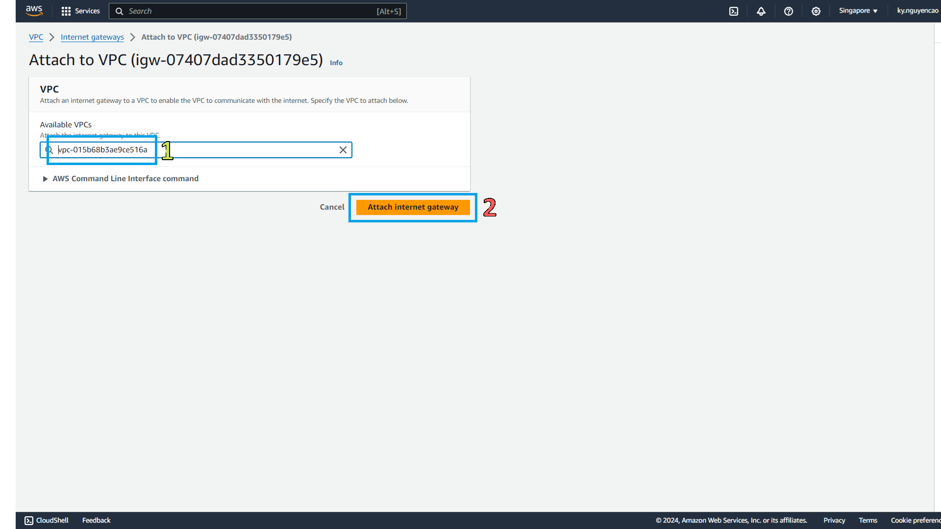 Attach Internet Gateway to VPC